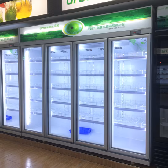 Enfriador de cerveza de una sola puerta de vidrio, enfriador de exhibición vertical de refrescos para tienda de conveniencia